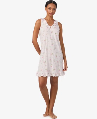 Ralph Lauren Women's Sleeveless Flutter Neck Short Gown In White
