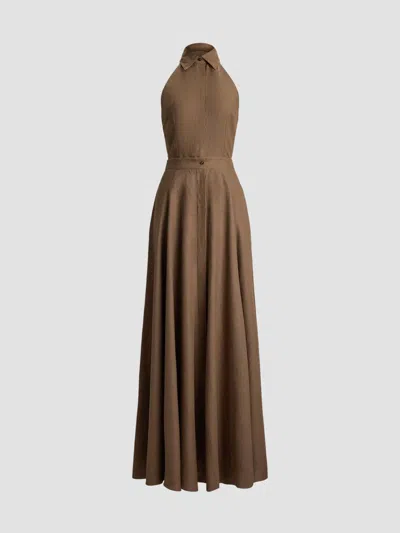 Ralph Lauren Women's Sleeveless Linen Maxi Shirtdress In Portobello