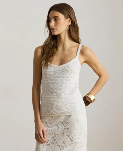 Ralph Lauren Women's Sleeveless V-neck Sweater Tank Top In White