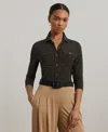 Ralph Lauren Lauren  Slim Fit Jersey Button-up Shirt In Black