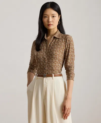 RALPH LAUREN WOMEN'S SLIM-FIT GEO-PRINT JERSEY SHIRT