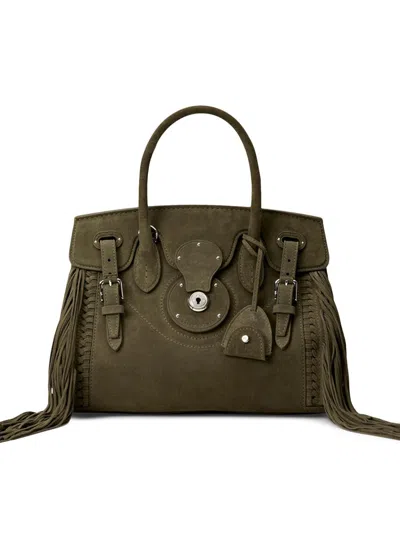 Ralph Lauren Women's Soft Ricky 27 Fringe-trim Suede Satchel In Green