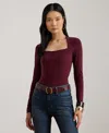 Ralph Lauren Women's Square Neck Top In Burgundy