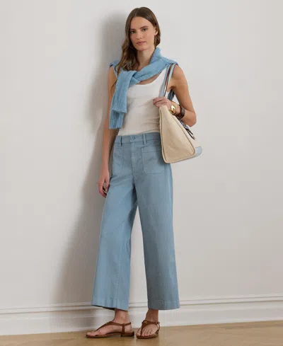 Ralph Lauren Stretch Chino Wide-leg Cropped Pant In Blue Note