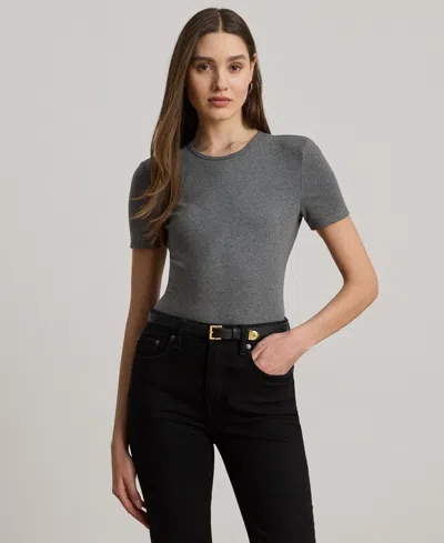 Ralph Lauren Women's Stretch Cotton Crewneck Tee In Gray