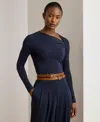 Ralph Lauren Stretch Jersey Asymmetrical Top In Blue