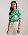 Ralph Lauren Women's Striped Boat Neck T-shirt In Green