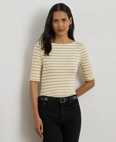 Ralph Lauren Women's Striped Boatneck T-shirt In Neutral
