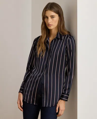 Ralph Lauren Women's Striped Charmeuse Shirt In Multi