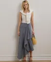 Ralph Lauren Striped Linen A-line Midi Skirt