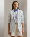 Ralph Lauren Striped Linen-blend Blazer In Multi