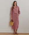 Ralph Lauren Womens Striped Linen Roll Tab Sleeve Shirtdress 0p 22w