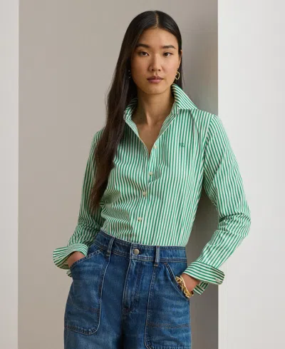 Ralph Lauren Women's Striped Long-sleeve Shirt In Green