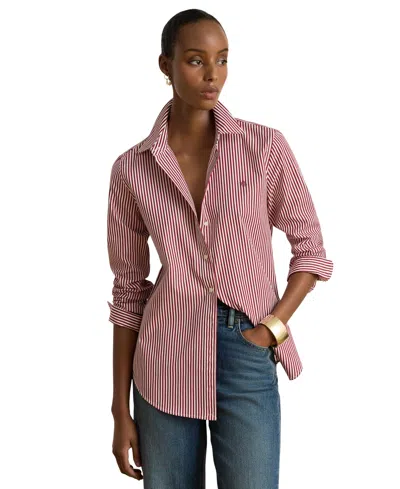 Ralph Lauren Women's Striped Long-sleeve Button-down Shirt In Blue