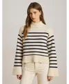 Ralph Lauren Women's Striped Mock Neck Sweater In Neutral