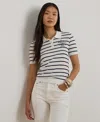Ralph Lauren Women's Striped Slim-fit Polo Sweater In White