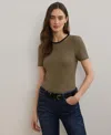 Ralph Lauren Women's Striped Stretch Cotton Crewneck Tee In Green