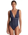 Ralph Lauren Women's Striped V-neck One-piece Swimsuit In Villa Stripe