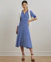 Ralph Lauren Women's Striped Waffle-knit Cotton Henley Dress In Multi