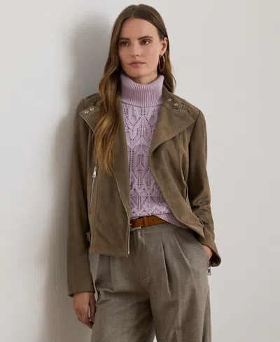 Ralph Lauren Women's Suede-feyoshi Moto Jacket In Brown