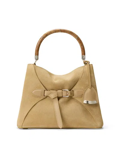 Ralph Lauren Women's Suede Wood Top Handle Bag In Brown