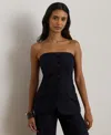 Ralph Lauren Pinstripe Wool-blend Twill Bustier In Black