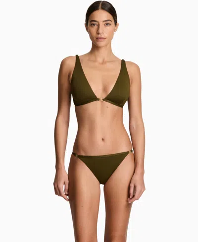 Ralph Lauren Women's Ring Over The Shoulder V-neck Bikini Top In Green