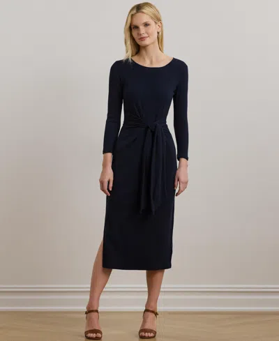 Ralph Lauren Women's Tie-front Cotton-blend Crewneck Dress