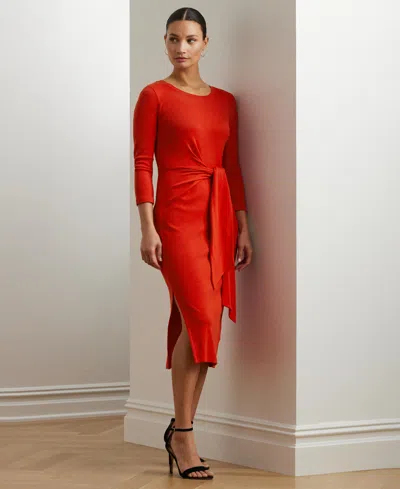 Ralph Lauren Women's Tie-front Cotton-blend Crewneck Dress