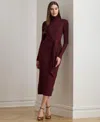 Ralph Lauren Women's Tie-front Turtle Neck Dress In Burgundy