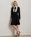 Ralph Lauren Women's Tie Neck Long Sleeve Dress In Black
