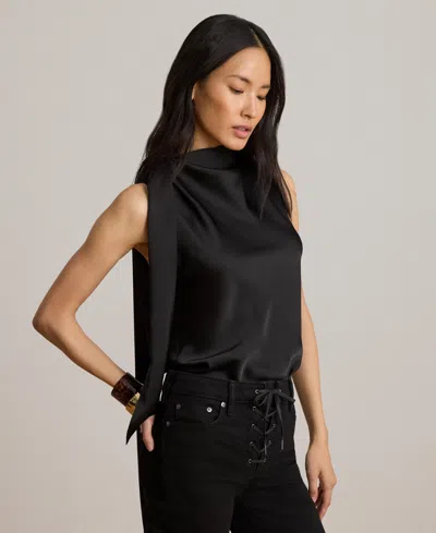 Ralph Lauren Women's Tie-neck Sleeveless Blouse In Black