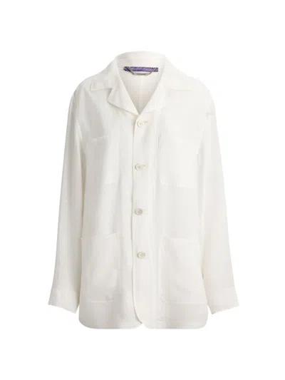 Ralph Lauren Relaxed Linen Single-breasted Blazer In White