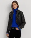 Ralph Lauren Women's Tumbled Leather Moto Jacket In Polo Black