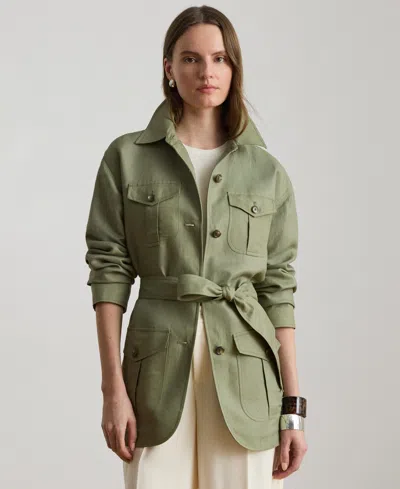 Ralph Lauren Linen-blend Twill Field Jacket In Light Agave In Green