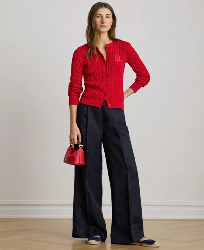 Ralph Lauren Linen-blend Twill Wide-leg Pant In Lauren Navy In Blue