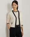 Ralph Lauren Two-tone Cotton-blend Cardigan In Mascarpone Cream,black