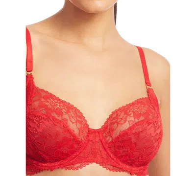 Ralph Lauren Women's Unlined Lace Full Coverage Bra 4l0026 In Ruby Red