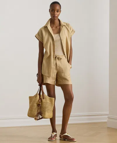 Ralph Lauren Women's Wide Leg High Rise Shorts In Neutral