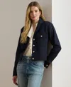 Ralph Lauren Womens Cropped Wool Blend Twill Jacket 0p 18 In Blue