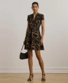 Ralph Lauren Womens Belting Print Crepe Tie Front Dress 0 14p