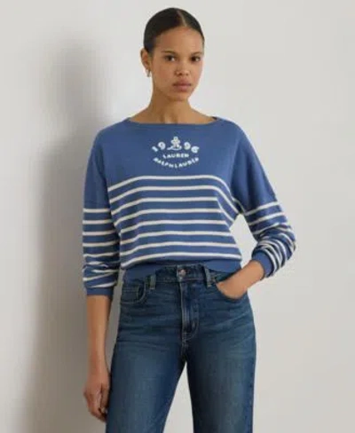 Ralph Lauren Womens Boat Neck Long Sleeve Sweater In Blue