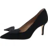 Ralph Lauren Lanette Bow Trim Black Suede Court Shoes In Multi