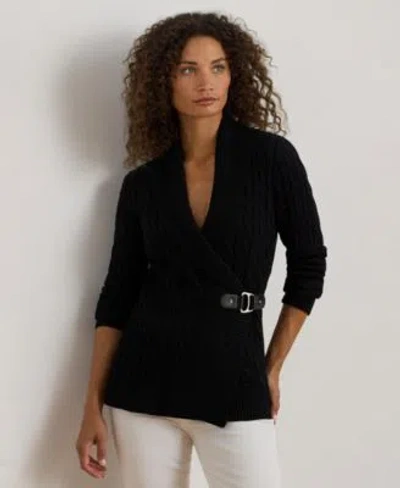 Ralph Lauren Womens Buckled Cotton Sweater Xs P L In Black