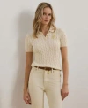 Ralph Lauren Cable-knit Cotton Polo Sweater In Neutral
