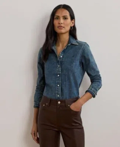 Ralph Lauren Womens Classic Fit Denim Shirt Xs 3x In Blue