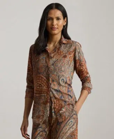 Ralph Lauren Womens Classic Fit Paisley Crepe Shirt P Xs Xxl In Multi