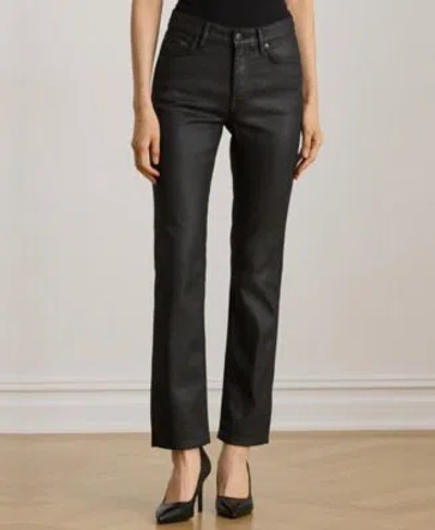 Ralph Lauren Womens Coated Straight Ankle Jeans In Black