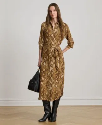 Ralph Lauren Womens Collared Long Sleeve Shirt Dress In Multi