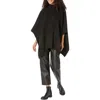 Ralph Lauren Womens Convertible Mock Neck Ribbed Trim Poncho Sweater In Black
